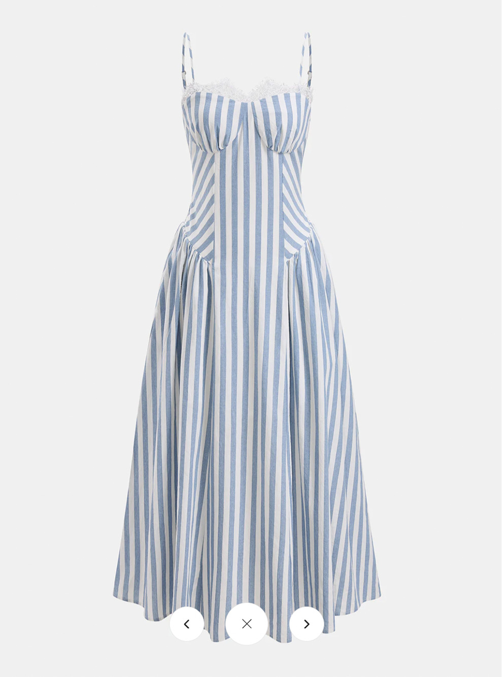 NWT commense Lace Trim Striped Cotton Cami Maxi Dress Sz XS